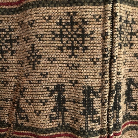 Vintage Woolrich Wool Snowflake Print Brown Hooded‎ Coat Size Medium - Picture 2 of 8